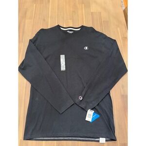 Champion Authentic Long Sleeve T Shirt Black C Logo Men Size L‎